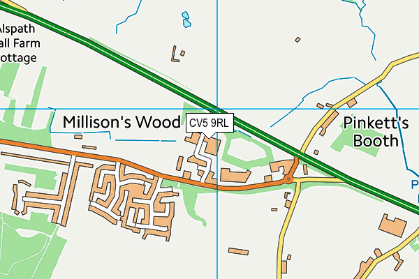 CV5 9RL map - OS VectorMap District (Ordnance Survey) CV5 9RL map - OS VectorMap District (Ordnance Survey)