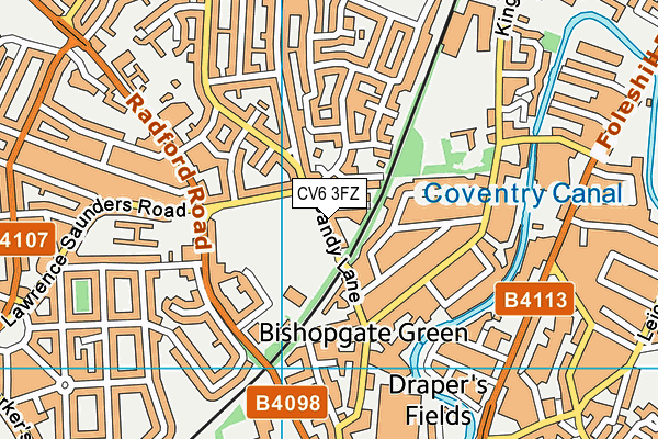 CV6 3FZ map - OS VectorMap District (Ordnance Survey) CV6 3FZ map - OS VectorMap District (Ordnance Survey)