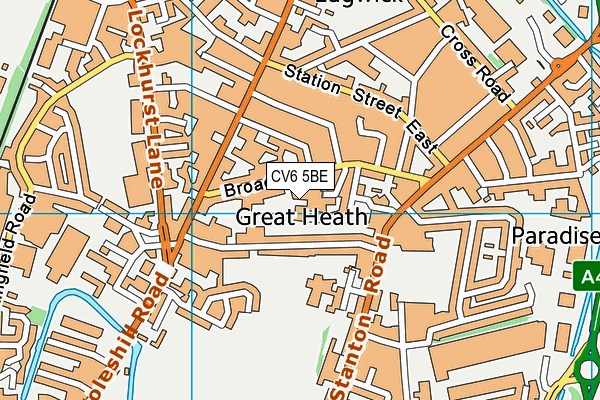 CV6 5BE map - OS VectorMap District (Ordnance Survey) CV6 5BE map - OS VectorMap District (Ordnance Survey)