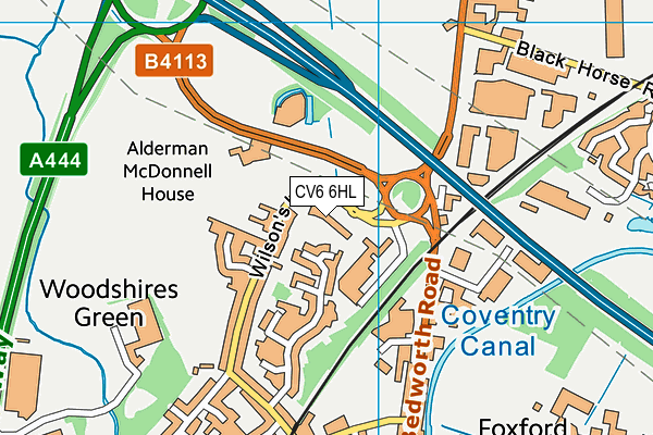 CV6 6HL map - OS VectorMap District (Ordnance Survey)