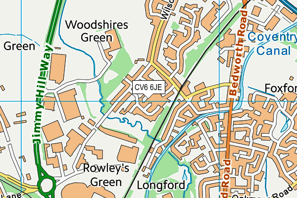 CV6 6JE map - OS VectorMap District (Ordnance Survey) CV6 6JE map - OS VectorMap District (Ordnance Survey)
