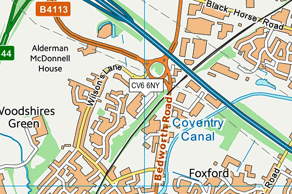 CV6 6NY map - OS VectorMap District (Ordnance Survey) CV6 6NY map - OS VectorMap District (Ordnance Survey)