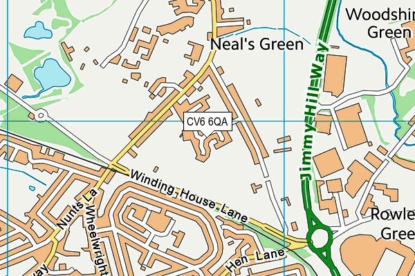 CV6 6QA map - OS VectorMap District (Ordnance Survey)