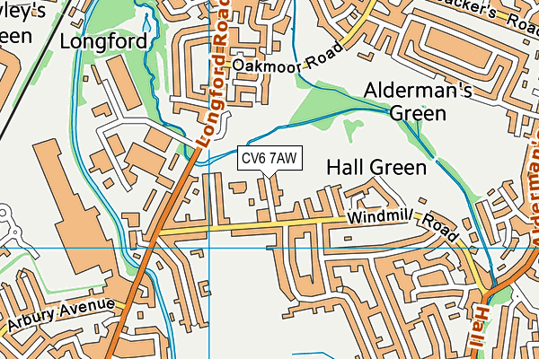 CV6 7AW map - OS VectorMap District (Ordnance Survey)