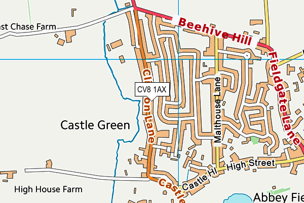 CV8 1AX map - OS VectorMap District (Ordnance Survey)