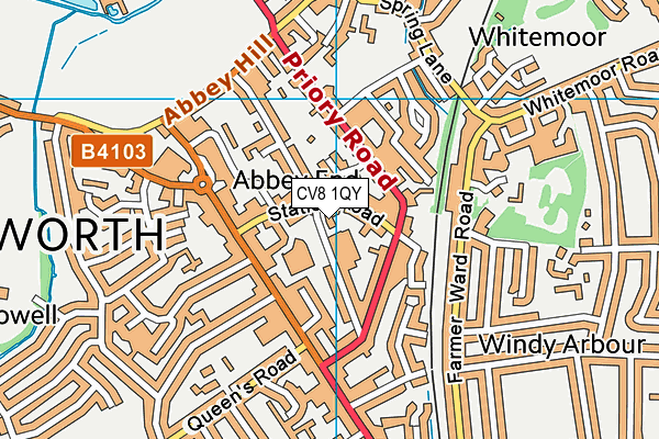 CV8 1QY map - OS VectorMap District (Ordnance Survey) CV8 1QY map - OS VectorMap District (Ordnance Survey)