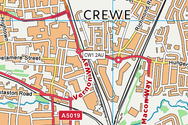 CW1 2AU map - OS VectorMap District (Ordnance Survey) CW1 2AU map - OS VectorMap District (Ordnance Survey)