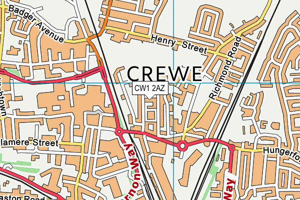 CW1 2AZ map - OS VectorMap District (Ordnance Survey) CW1 2AZ map - OS VectorMap District (Ordnance Survey)
