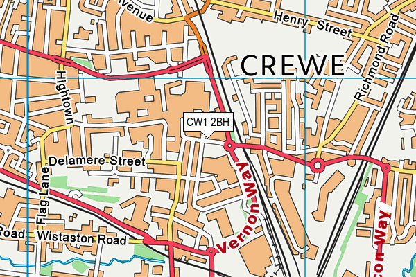CW1 2BH map - OS VectorMap District (Ordnance Survey) CW1 2BH map - OS VectorMap District (Ordnance Survey)