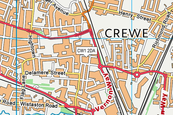 CW1 2DA map - OS VectorMap District (Ordnance Survey)