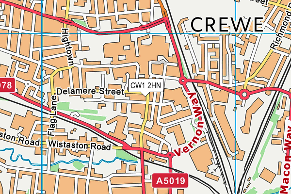 CW1 2HN map - OS VectorMap District (Ordnance Survey) CW1 2HN map - OS VectorMap District (Ordnance Survey)