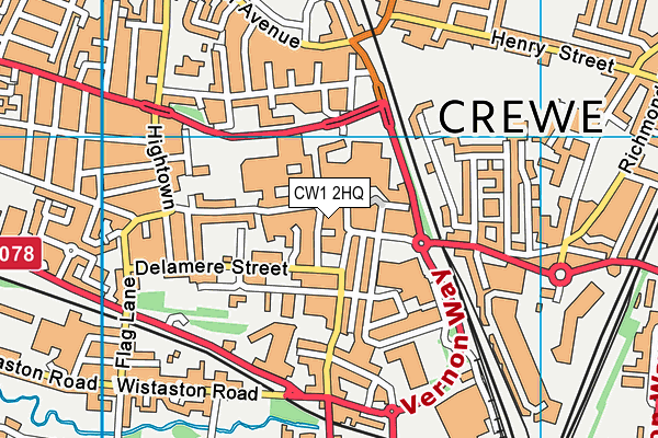 CW1 2HQ map - OS VectorMap District (Ordnance Survey) CW1 2HQ map - OS VectorMap District (Ordnance Survey)
