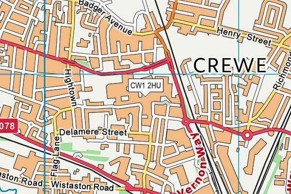 CW1 2HU map - OS VectorMap District (Ordnance Survey) CW1 2HU map - OS VectorMap District (Ordnance Survey)