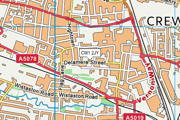 CW1 2JY map - OS VectorMap District (Ordnance Survey) CW1 2JY map - OS VectorMap District (Ordnance Survey)
