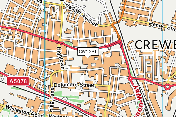 CW1 2PT map - OS VectorMap District (Ordnance Survey) CW1 2PT map - OS VectorMap District (Ordnance Survey)