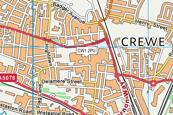 CW1 2PU map - OS VectorMap District (Ordnance Survey) CW1 2PU map - OS VectorMap District (Ordnance Survey)