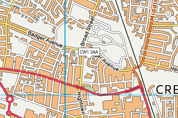 CW1 3AA map - OS VectorMap District (Ordnance Survey) CW1 3AA map - OS VectorMap District (Ordnance Survey)