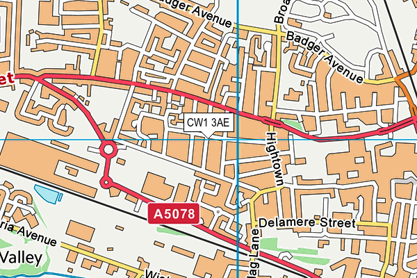 CW1 3AE map - OS VectorMap District (Ordnance Survey) CW1 3AE map - OS VectorMap District (Ordnance Survey)