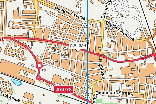 CW1 3AH map - OS VectorMap District (Ordnance Survey) CW1 3AH map - OS VectorMap District (Ordnance Survey)