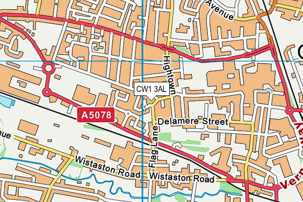 CW1 3AL map - OS VectorMap District (Ordnance Survey) CW1 3AL map - OS VectorMap District (Ordnance Survey)