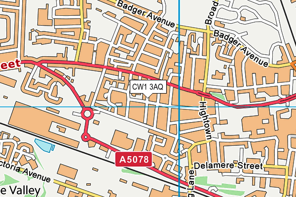 CW1 3AQ map - OS VectorMap District (Ordnance Survey) CW1 3AQ map - OS VectorMap District (Ordnance Survey)