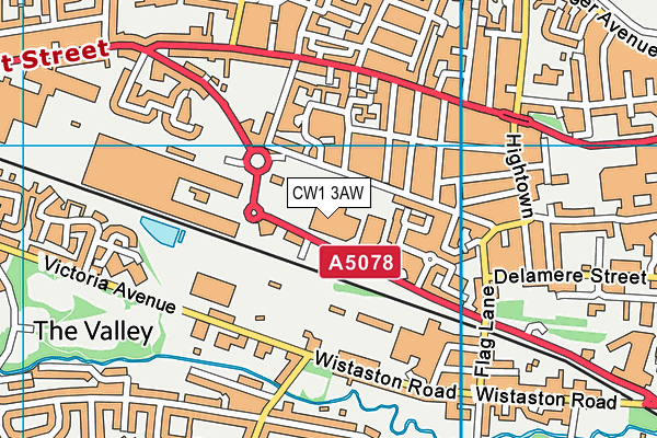 CW1 3AW map - OS VectorMap District (Ordnance Survey) CW1 3AW map - OS VectorMap District (Ordnance Survey)