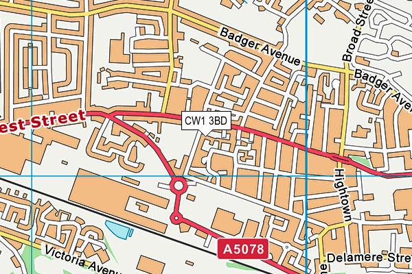 CW1 3BD map - OS VectorMap District (Ordnance Survey) CW1 3BD map - OS VectorMap District (Ordnance Survey)