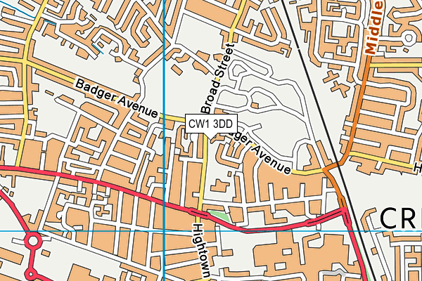 CW1 3DD map - OS VectorMap District (Ordnance Survey)