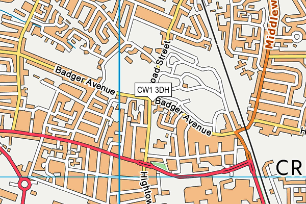 CW1 3DH map - OS VectorMap District (Ordnance Survey) CW1 3DH map - OS VectorMap District (Ordnance Survey)