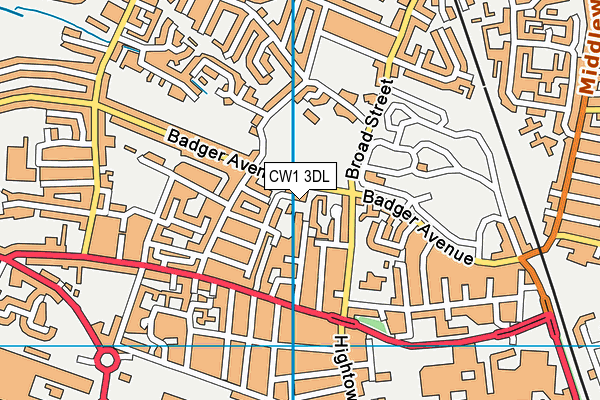 CW1 3DL map - OS VectorMap District (Ordnance Survey) CW1 3DL map - OS VectorMap District (Ordnance Survey)