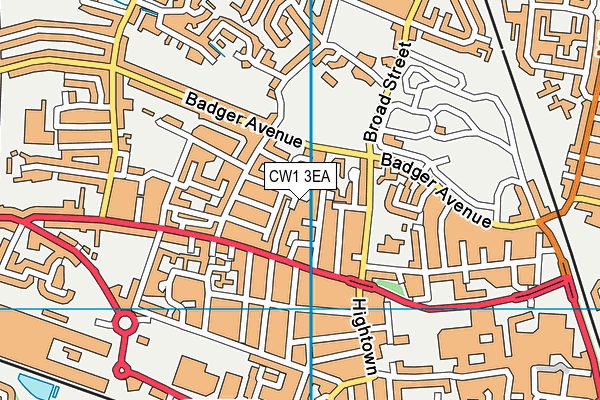 CW1 3EA map - OS VectorMap District (Ordnance Survey) CW1 3EA map - OS VectorMap District (Ordnance Survey)
