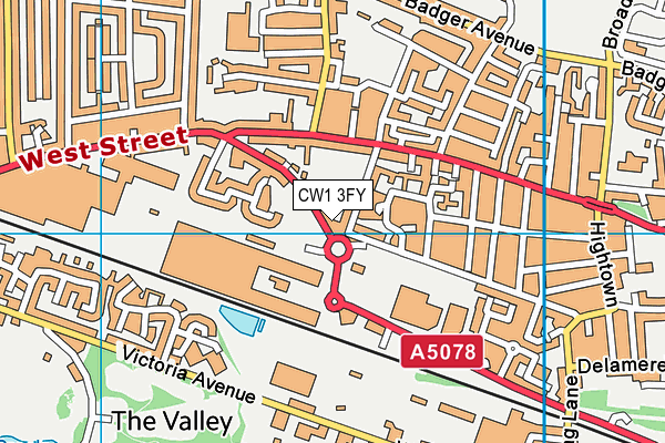 CW1 3FY map - OS VectorMap District (Ordnance Survey)
