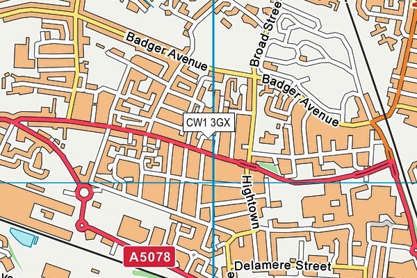 CW1 3GX map - OS VectorMap District (Ordnance Survey) CW1 3GX map - OS VectorMap District (Ordnance Survey)