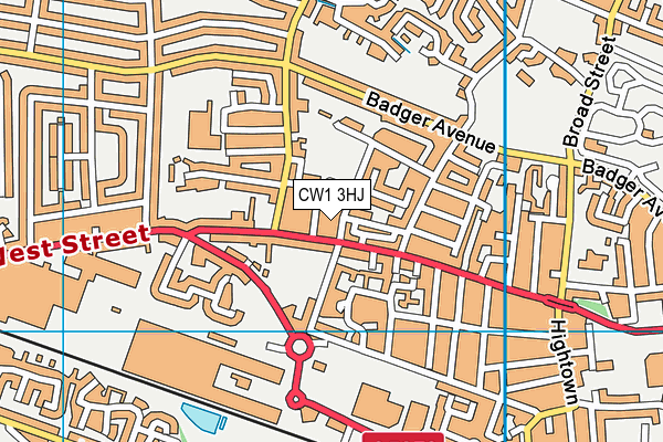 CW1 3HJ map - OS VectorMap District (Ordnance Survey) CW1 3HJ map - OS VectorMap District (Ordnance Survey)