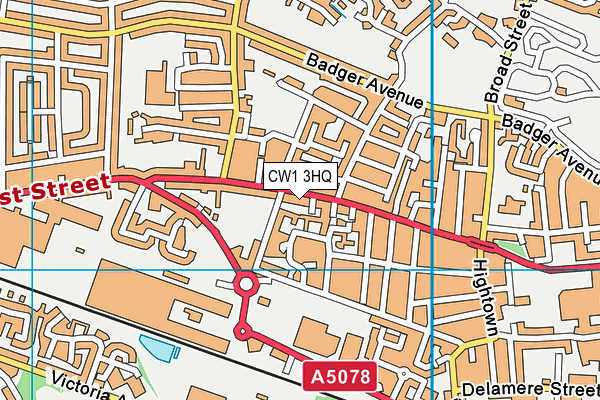 CW1 3HQ map - OS VectorMap District (Ordnance Survey) CW1 3HQ map - OS VectorMap District (Ordnance Survey)
