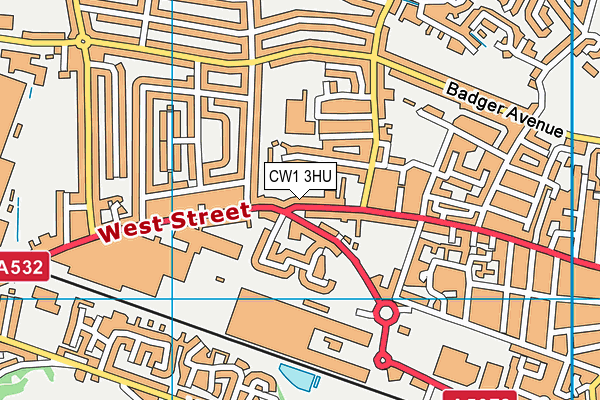 CW1 3HU map - OS VectorMap District (Ordnance Survey) CW1 3HU map - OS VectorMap District (Ordnance Survey)