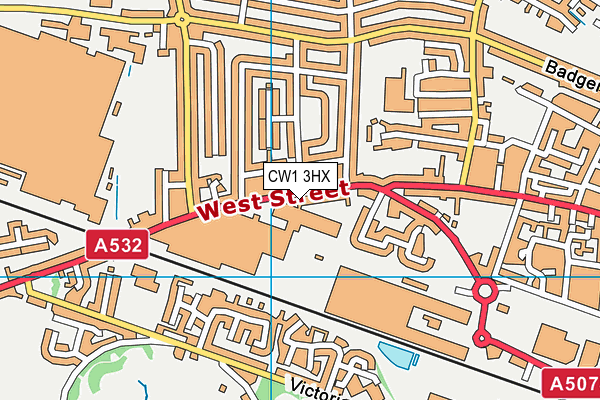 CW1 3HX map - OS VectorMap District (Ordnance Survey) CW1 3HX map - OS VectorMap District (Ordnance Survey)