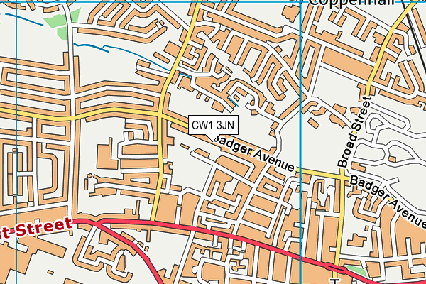 CW1 3JN map - OS VectorMap District (Ordnance Survey) CW1 3JN map - OS VectorMap District (Ordnance Survey)