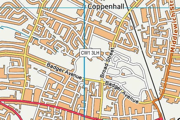 CW1 3LH map - OS VectorMap District (Ordnance Survey) CW1 3LH map - OS VectorMap District (Ordnance Survey)