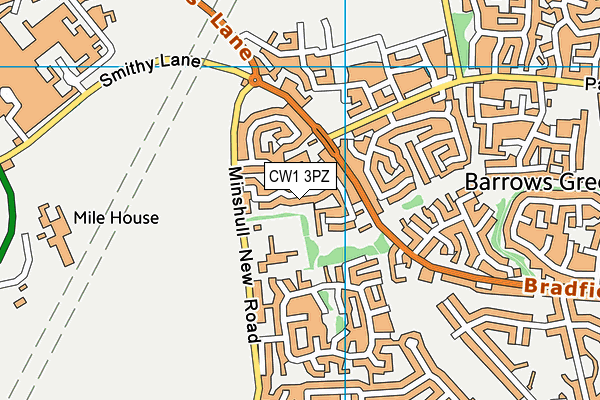 CW1 3PZ map - OS VectorMap District (Ordnance Survey)