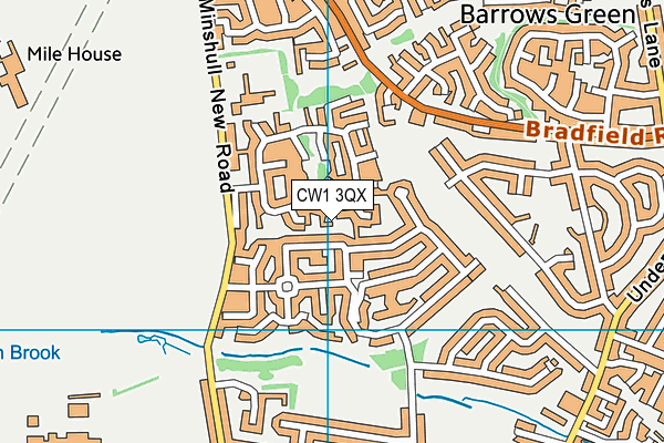 CW1 3QX map - OS VectorMap District (Ordnance Survey) CW1 3QX map - OS VectorMap District (Ordnance Survey)
