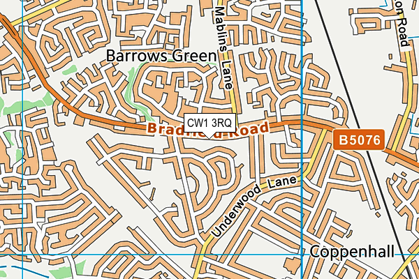 CW1 3RQ map - OS VectorMap District (Ordnance Survey) CW1 3RQ map - OS VectorMap District (Ordnance Survey)
