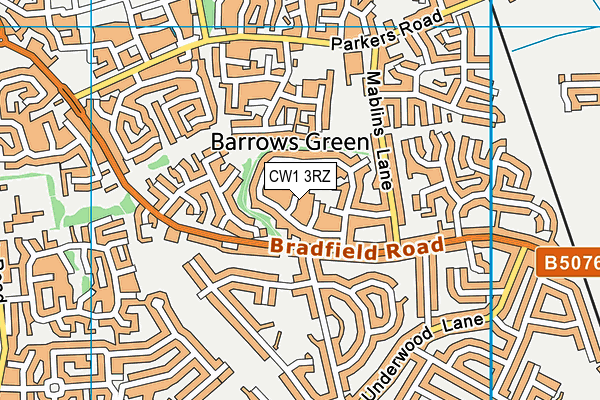 CW1 3RZ map - OS VectorMap District (Ordnance Survey)