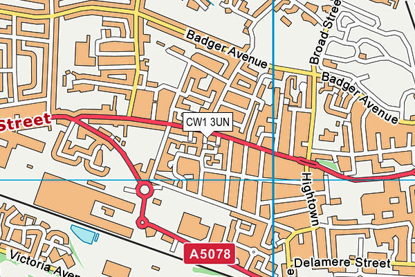 CW1 3UN map - OS VectorMap District (Ordnance Survey) CW1 3UN map - OS VectorMap District (Ordnance Survey)