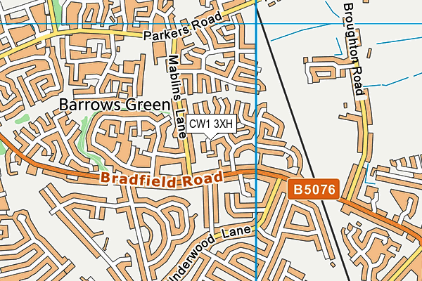 CW1 3XH map - OS VectorMap District (Ordnance Survey) CW1 3XH map - OS VectorMap District (Ordnance Survey)