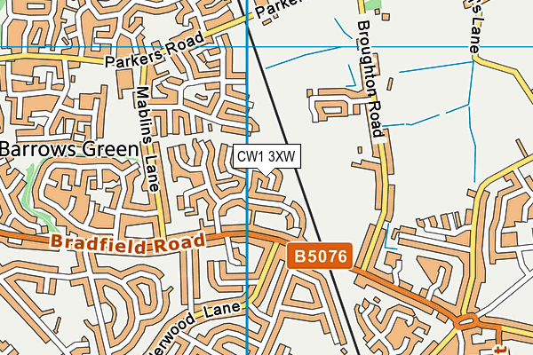 CW1 3XW map - OS VectorMap District (Ordnance Survey)