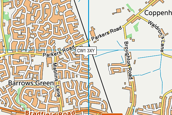 CW1 3XY map - OS VectorMap District (Ordnance Survey) CW1 3XY map - OS VectorMap District (Ordnance Survey)