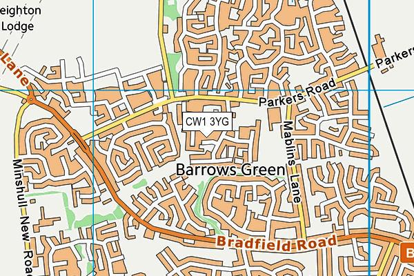 CW1 3YG map - OS VectorMap District (Ordnance Survey) CW1 3YG map - OS VectorMap District (Ordnance Survey)