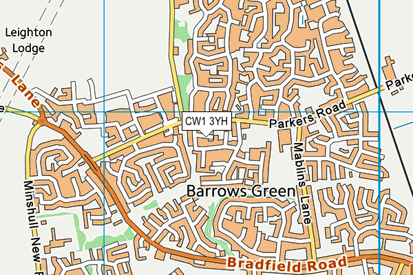 CW1 3YH map - OS VectorMap District (Ordnance Survey) CW1 3YH map - OS VectorMap District (Ordnance Survey)