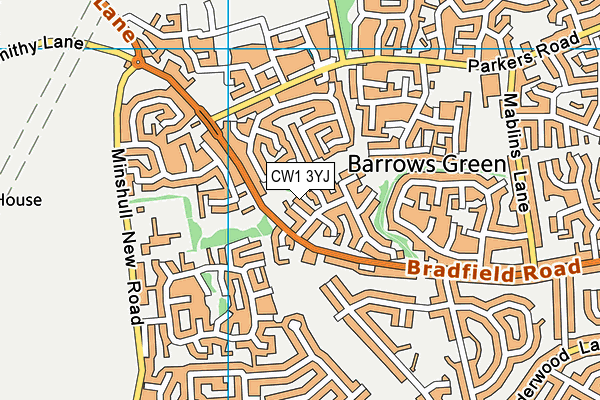 CW1 3YJ map - OS VectorMap District (Ordnance Survey) CW1 3YJ map - OS VectorMap District (Ordnance Survey)